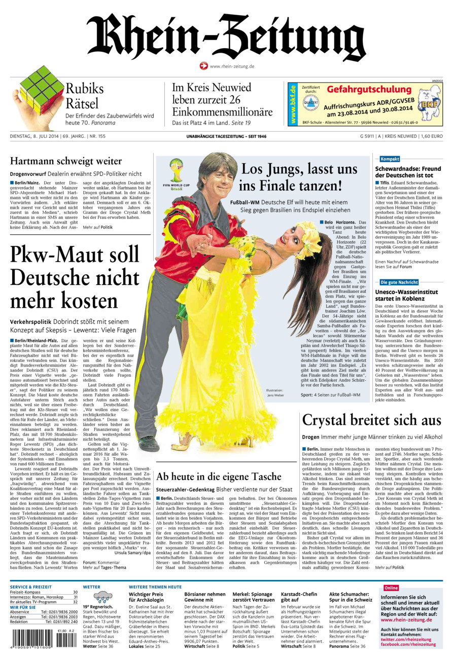 Rhein-Zeitung Kreis Neuwied vom Dienstag, 08.07.2014