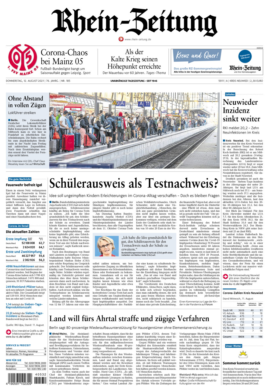 Rhein-Zeitung Kreis Neuwied vom Donnerstag, 12.08.2021