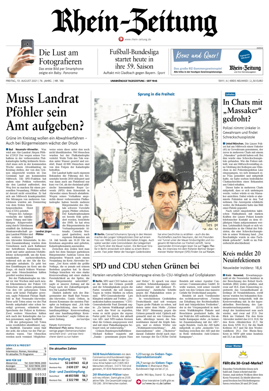 Rhein-Zeitung Kreis Neuwied vom Freitag, 13.08.2021