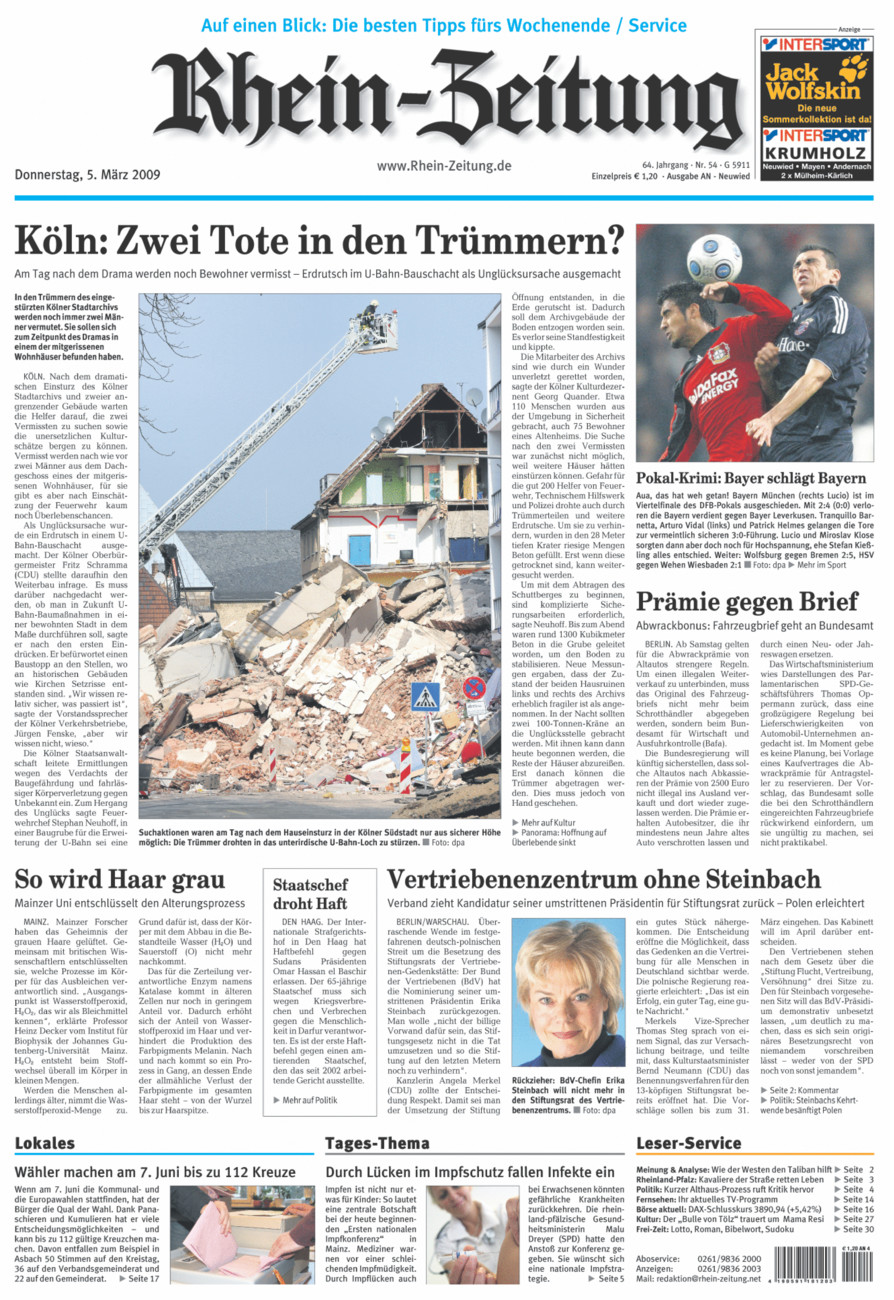 Rhein-Zeitung Kreis Neuwied vom Donnerstag, 05.03.2009
