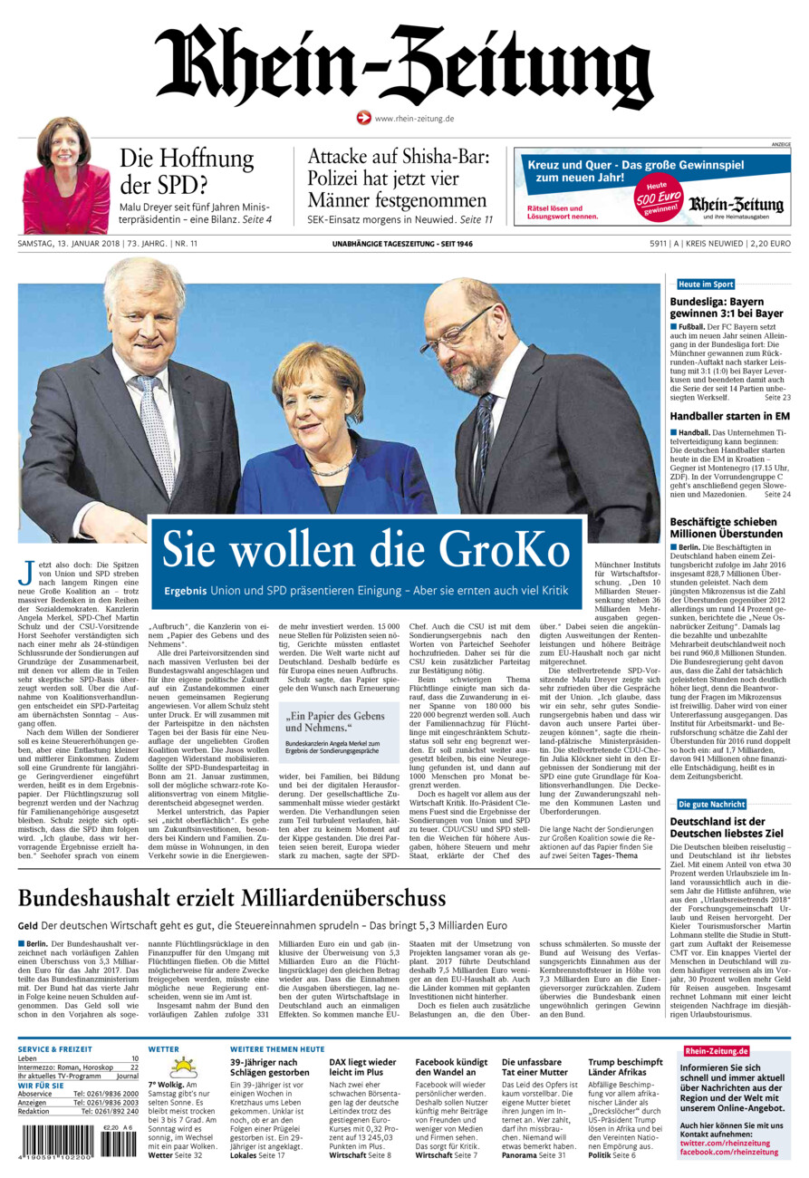 Rhein-Zeitung Kreis Neuwied vom Samstag, 13.01.2018