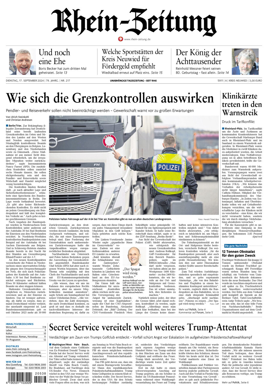 Rhein-Zeitung Kreis Neuwied vom Dienstag, 17.09.2024