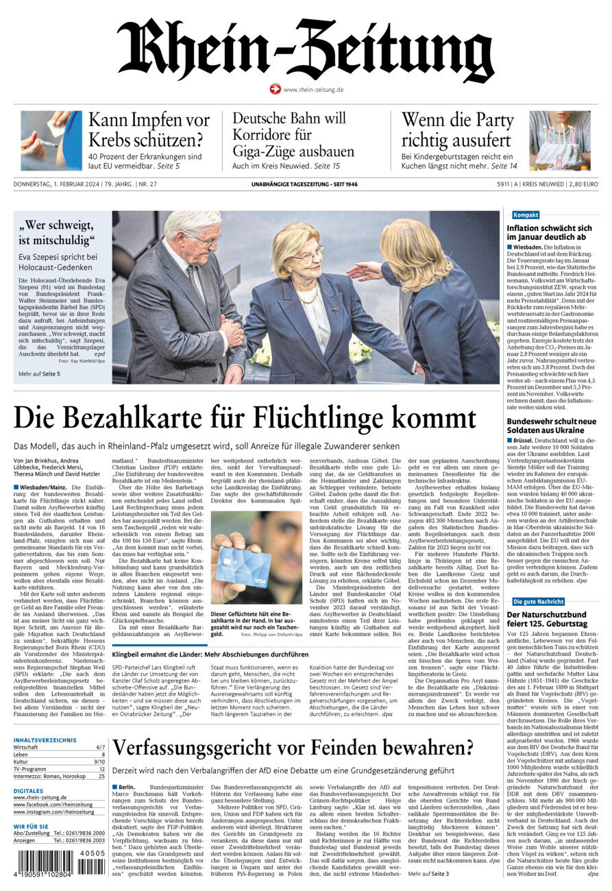 Rhein-Zeitung Kreis Neuwied vom Donnerstag, 01.02.2024