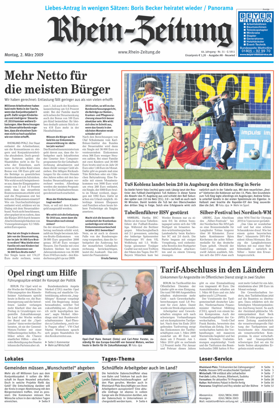 Rhein-Zeitung Kreis Neuwied vom Montag, 02.03.2009