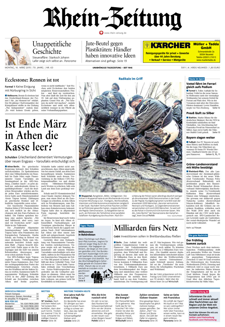 Rhein-Zeitung Kreis Neuwied vom Montag, 16.03.2015