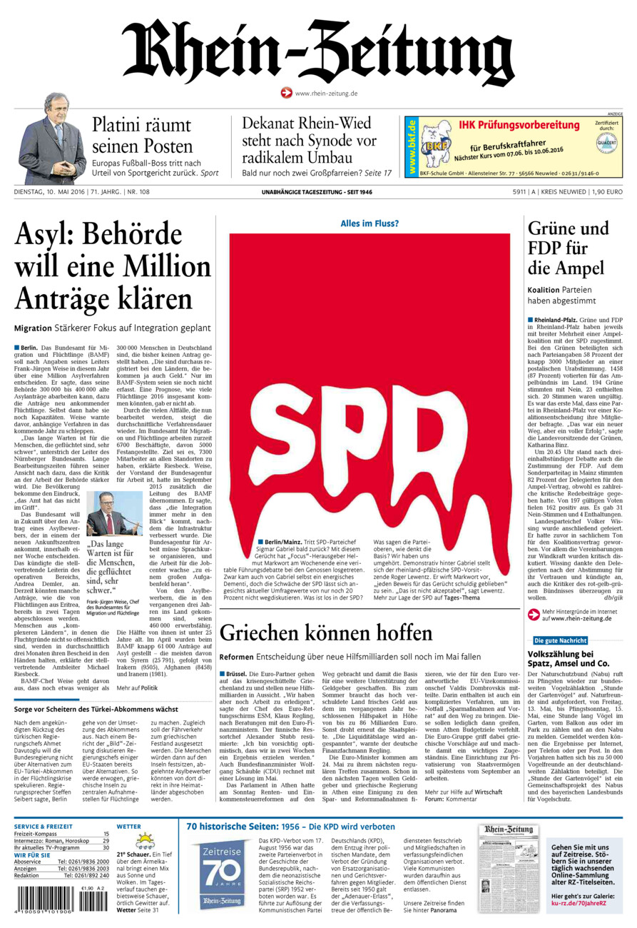 Rhein-Zeitung Kreis Neuwied vom Dienstag, 10.05.2016
