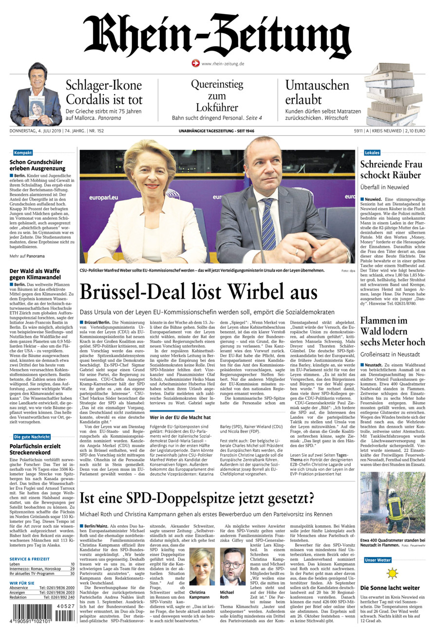 Rhein-Zeitung Kreis Neuwied vom Donnerstag, 04.07.2019