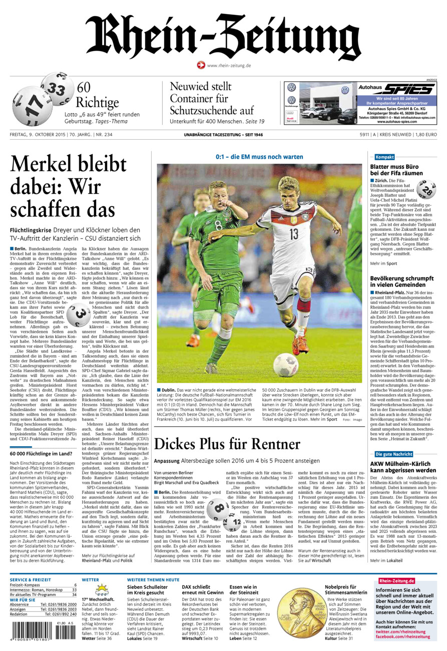 Rhein-Zeitung Kreis Neuwied vom Freitag, 09.10.2015