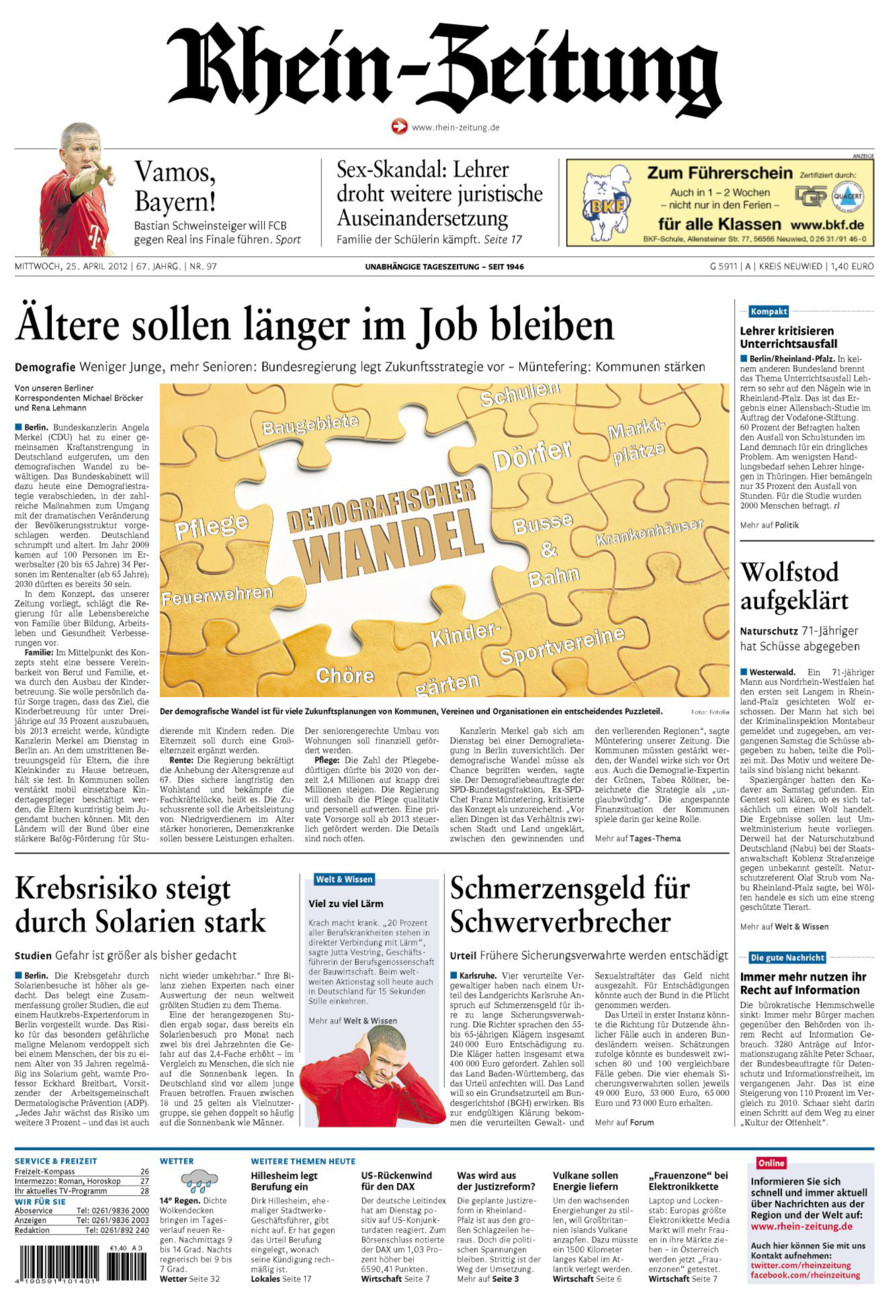 Rhein-Zeitung Kreis Neuwied vom Mittwoch, 25.04.2012
