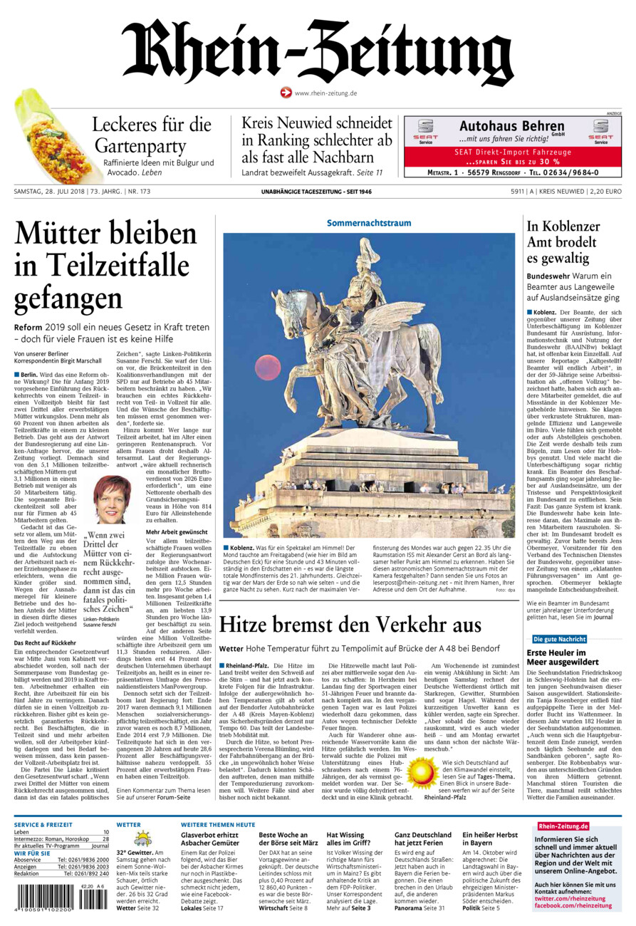 Rhein-Zeitung Kreis Neuwied vom Samstag, 28.07.2018