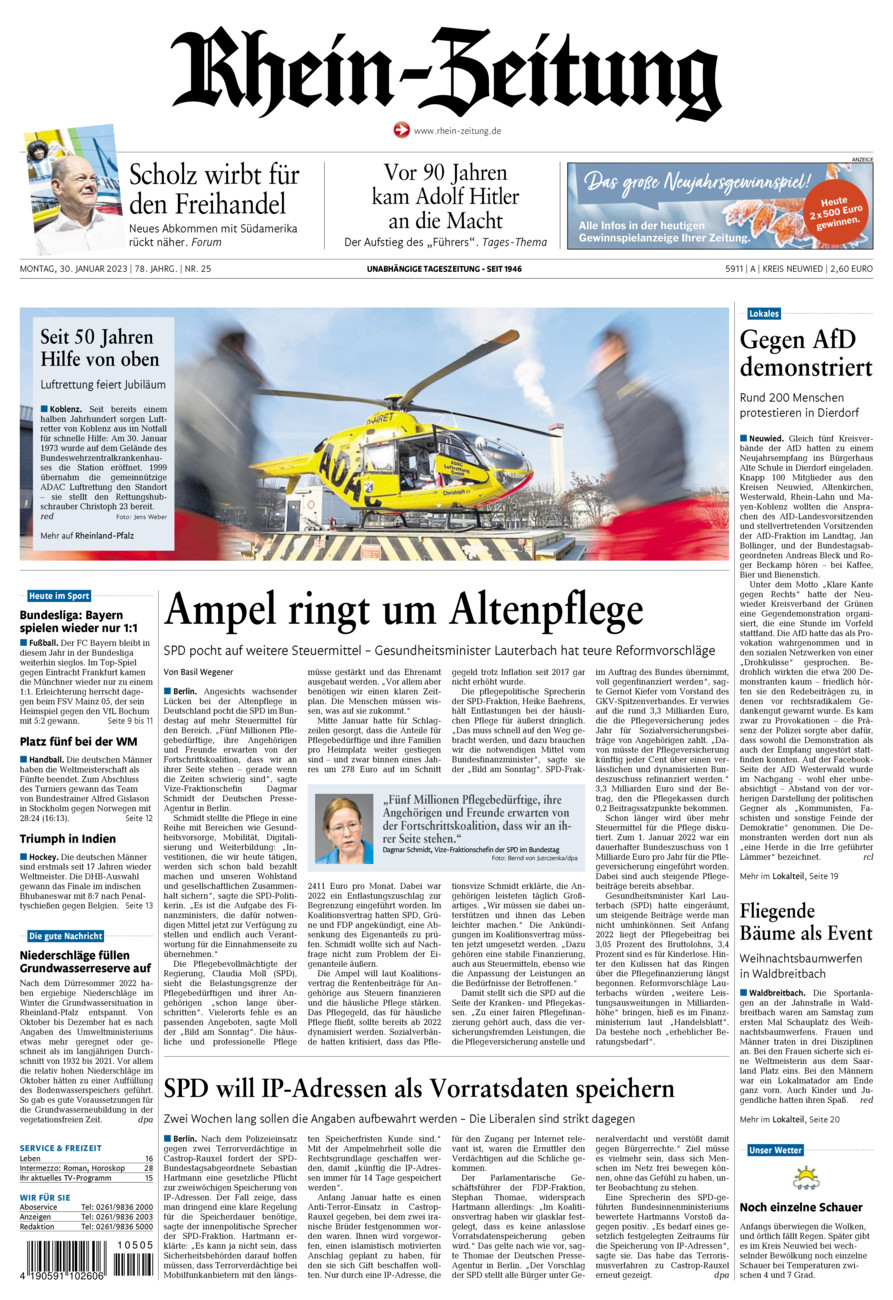 Rhein-Zeitung Kreis Neuwied vom Montag, 30.01.2023
