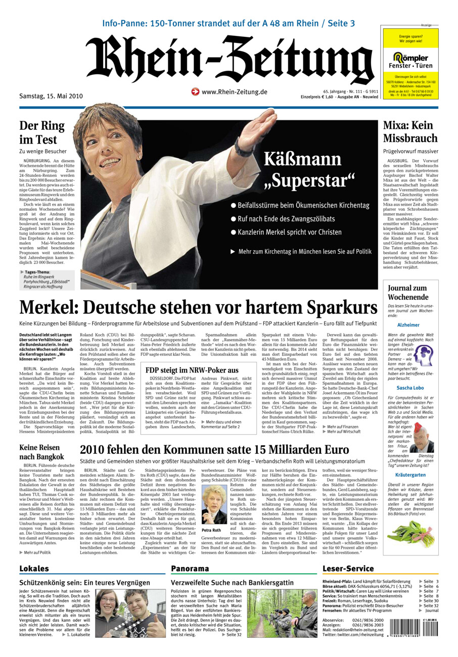 Rhein-Zeitung Kreis Neuwied vom Samstag, 15.05.2010
