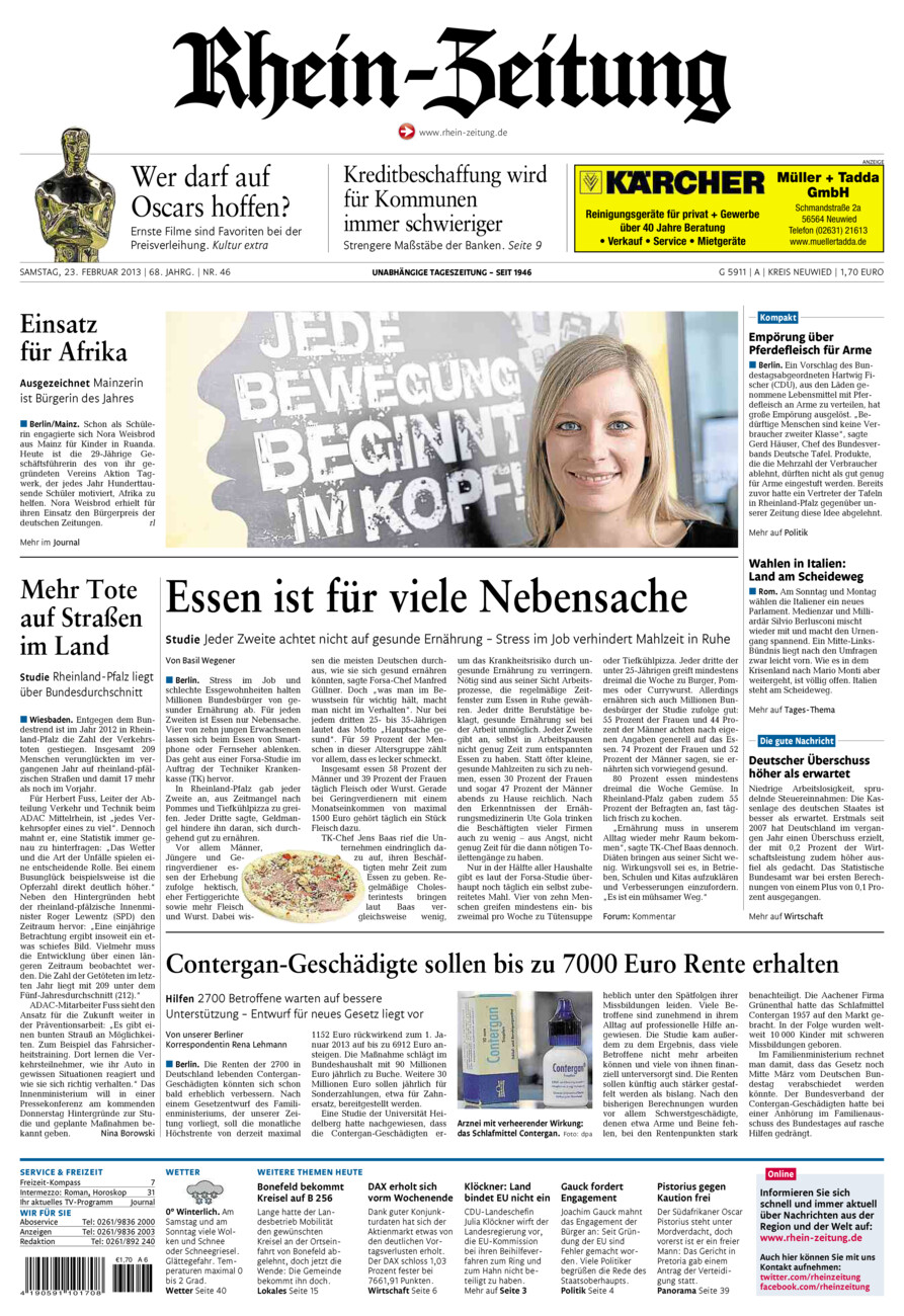 Rhein-Zeitung Kreis Neuwied vom Samstag, 23.02.2013