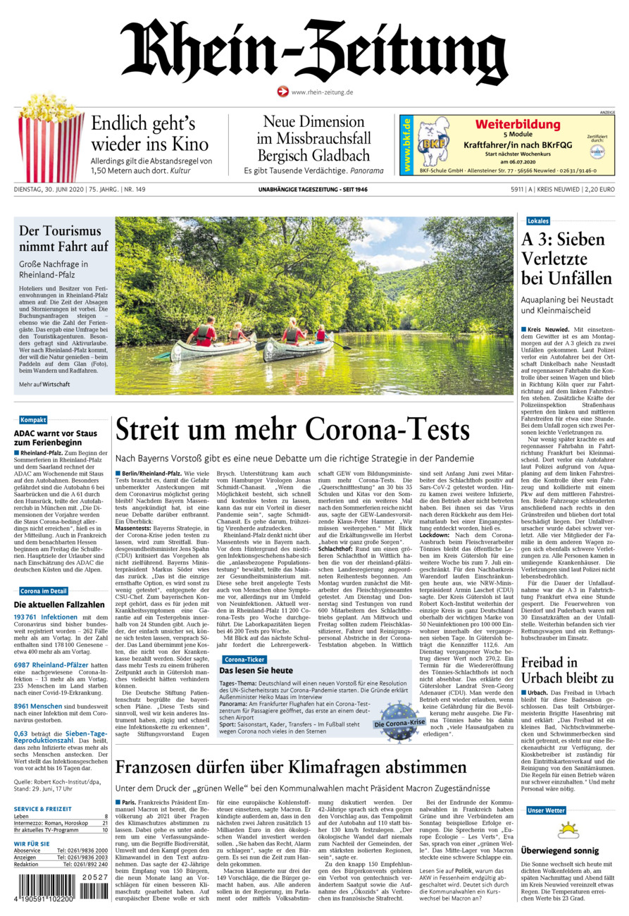 Rhein-Zeitung Kreis Neuwied vom Dienstag, 30.06.2020