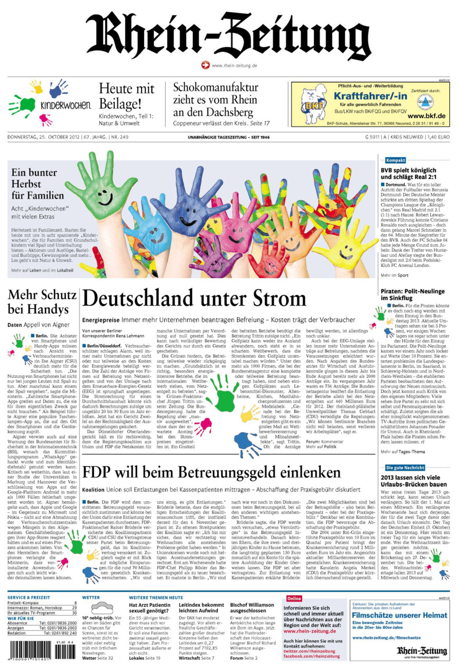 Rhein-Zeitung Kreis Neuwied vom Donnerstag, 25.10.2012