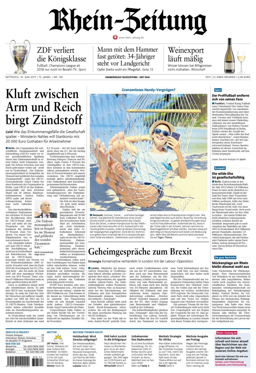 Rhein-Zeitung Kreis Neuwied vom Mittwoch, 14.06.2017
