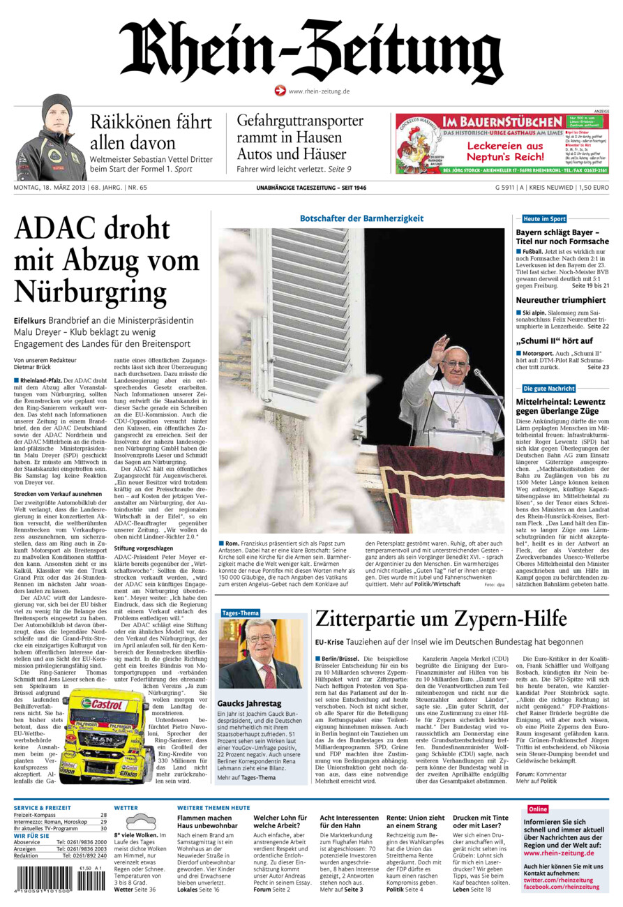 Rhein-Zeitung Kreis Neuwied vom Montag, 18.03.2013