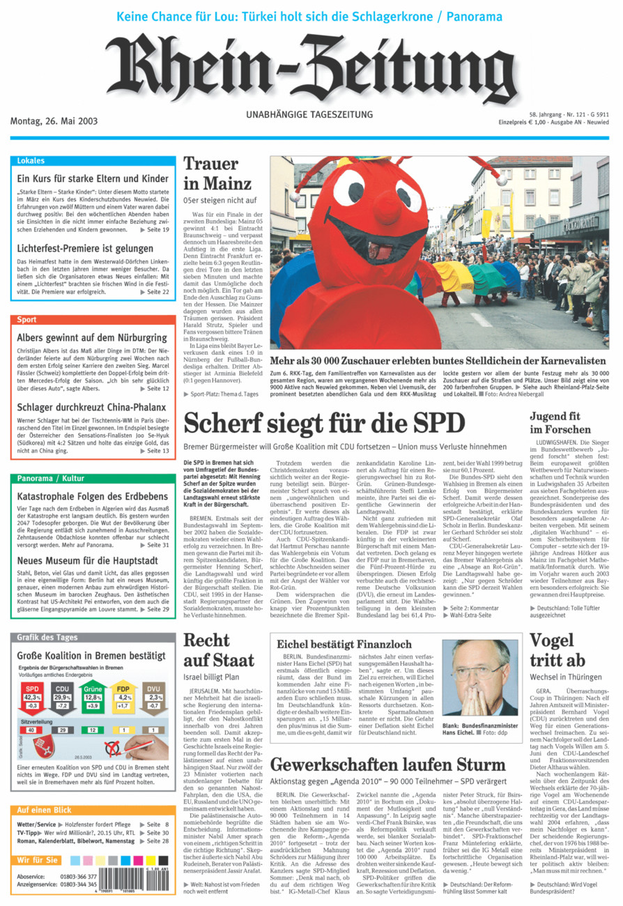 Rhein-Zeitung Kreis Neuwied vom Montag, 26.05.2003