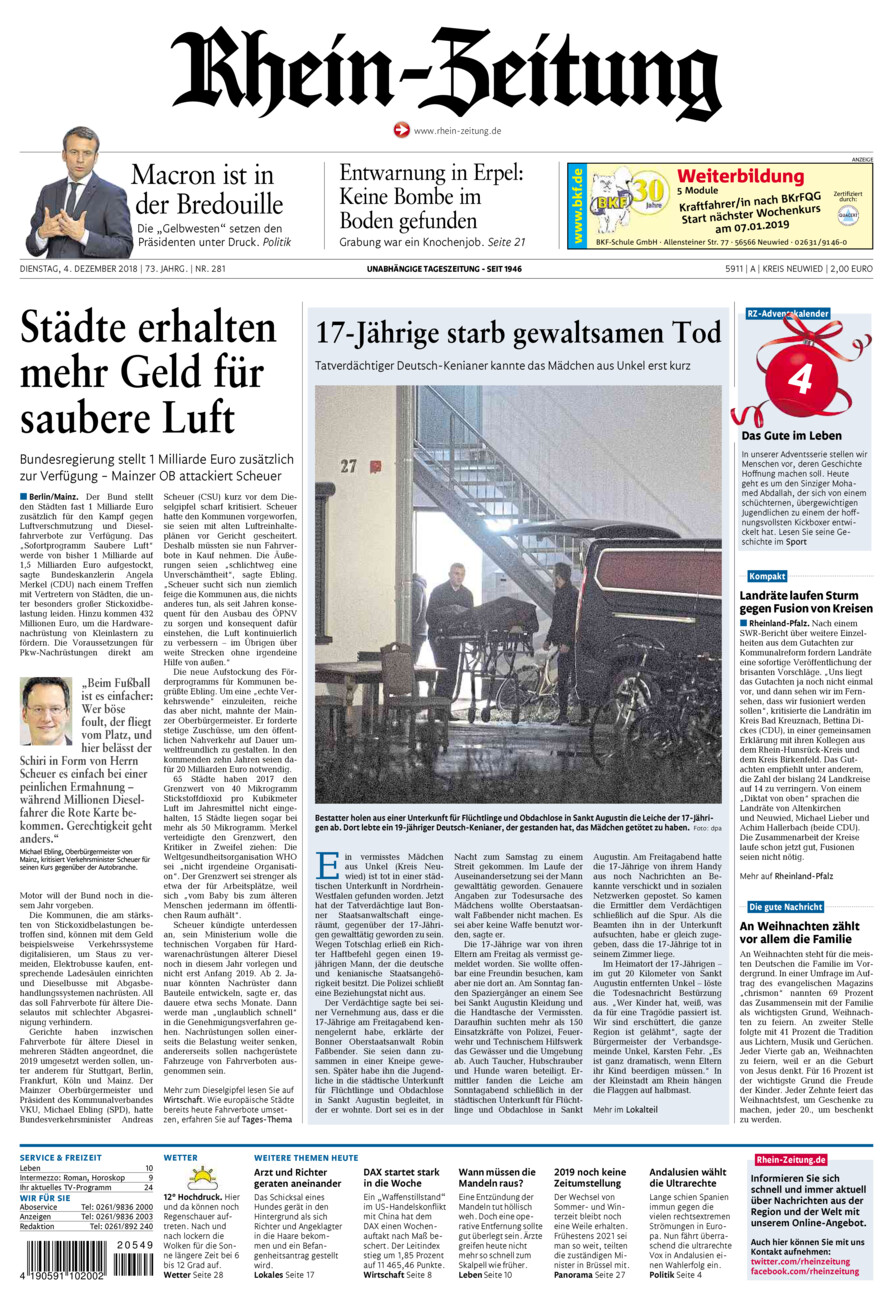 Rhein-Zeitung Kreis Neuwied vom Dienstag, 04.12.2018