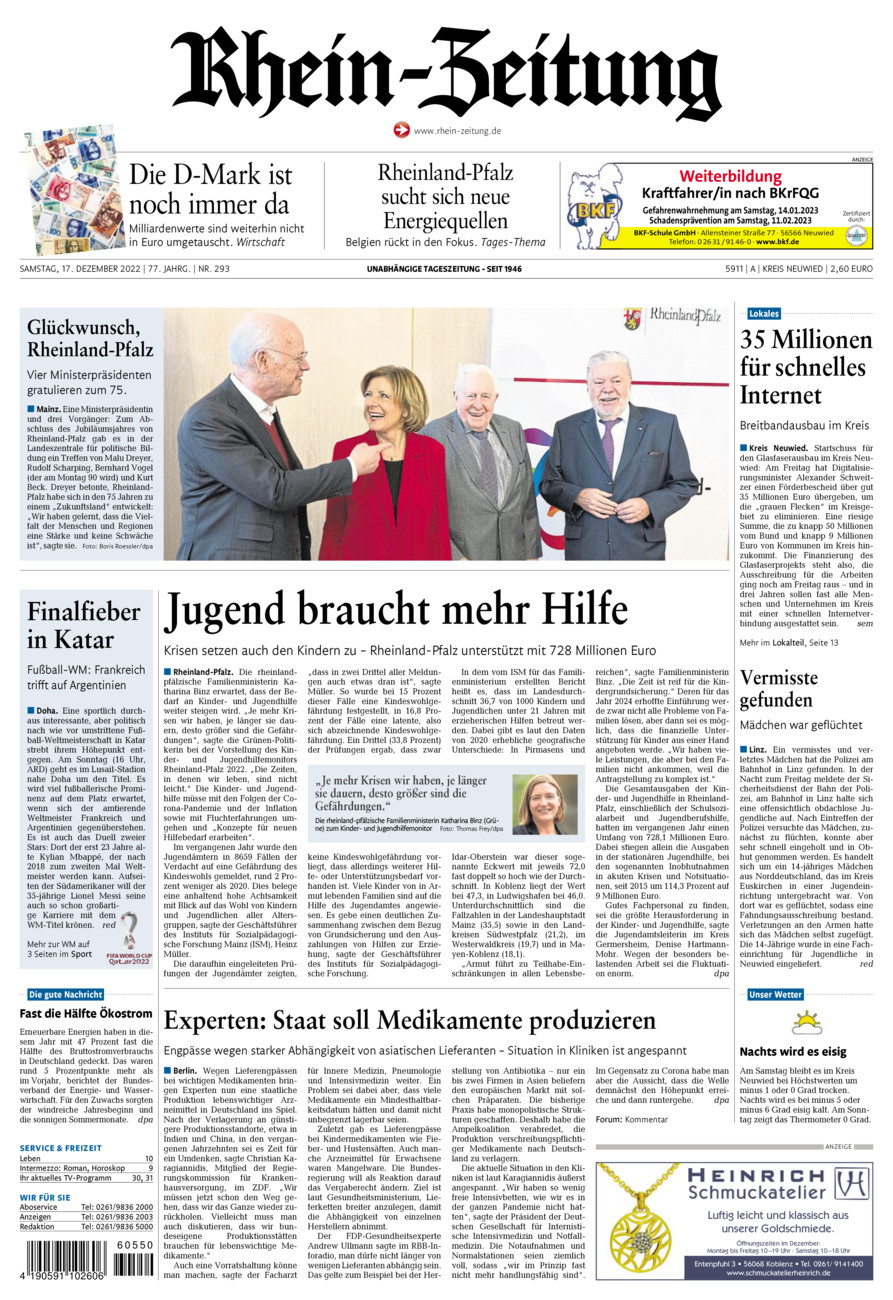 Rhein-Zeitung Kreis Neuwied vom Samstag, 17.12.2022