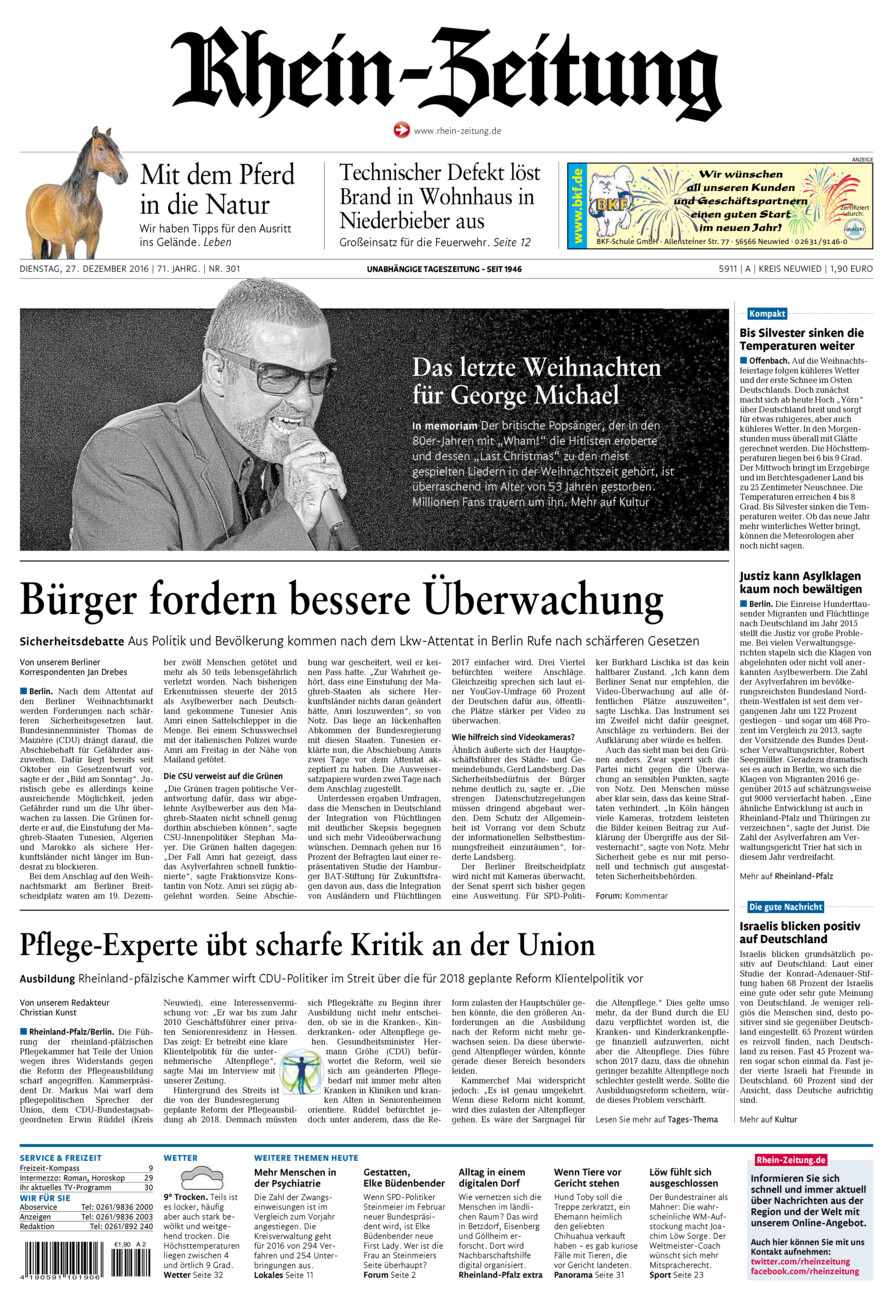 Rhein-Zeitung Kreis Neuwied vom Dienstag, 27.12.2016