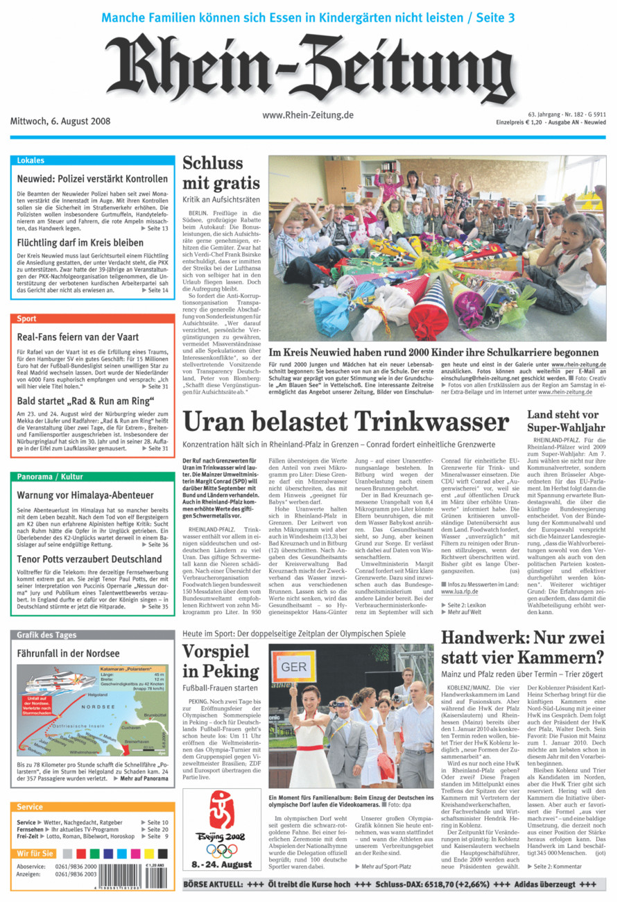 Rhein-Zeitung Kreis Neuwied vom Mittwoch, 06.08.2008