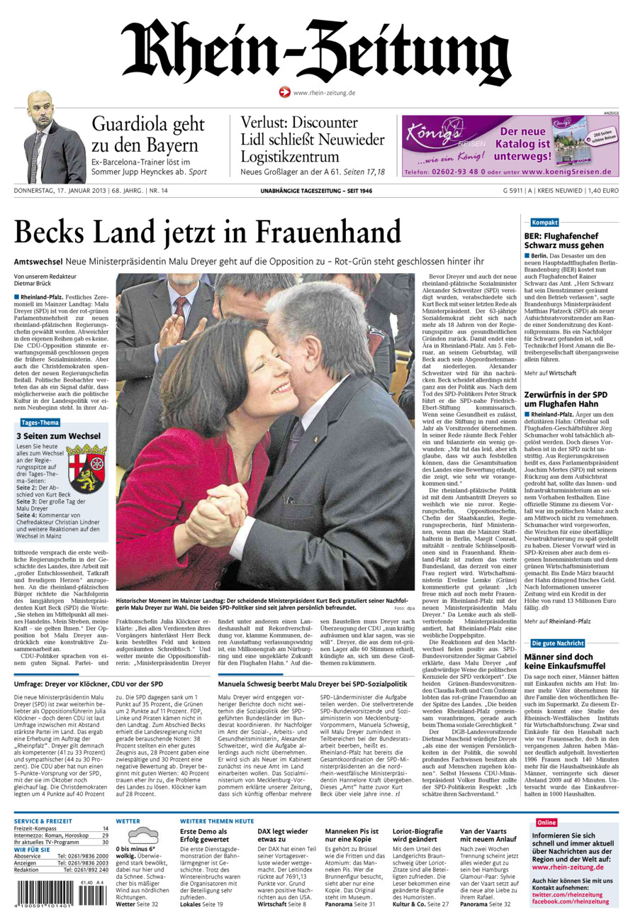 Rhein-Zeitung Kreis Neuwied vom Donnerstag, 17.01.2013