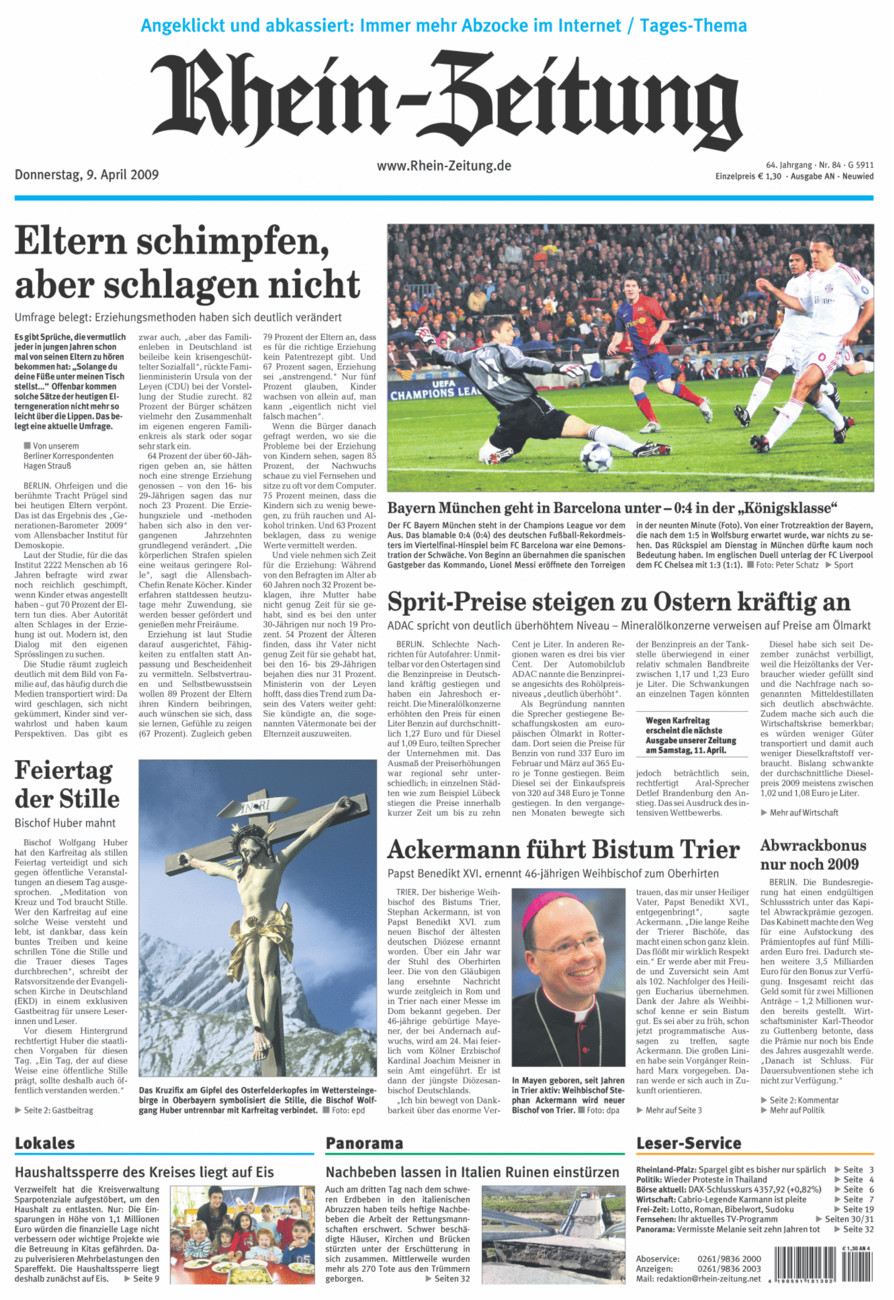 Rhein-Zeitung Kreis Neuwied vom Donnerstag, 09.04.2009