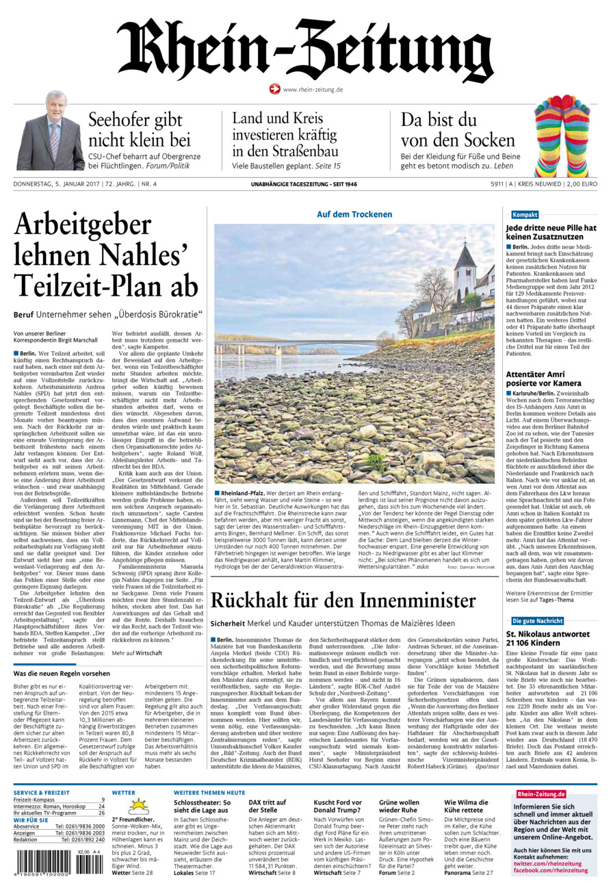 Rhein-Zeitung Kreis Neuwied vom Donnerstag, 05.01.2017