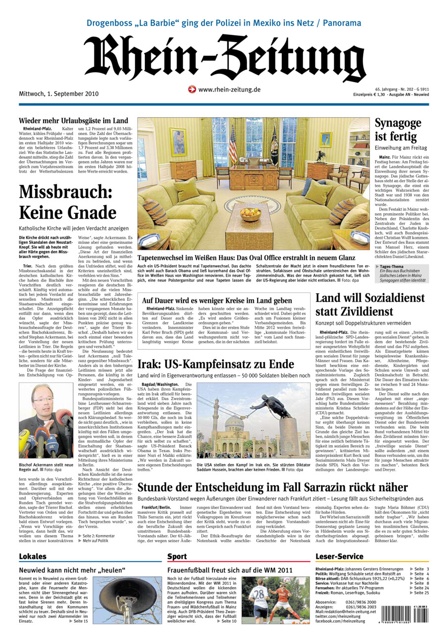 Rhein-Zeitung Kreis Neuwied vom Mittwoch, 01.09.2010