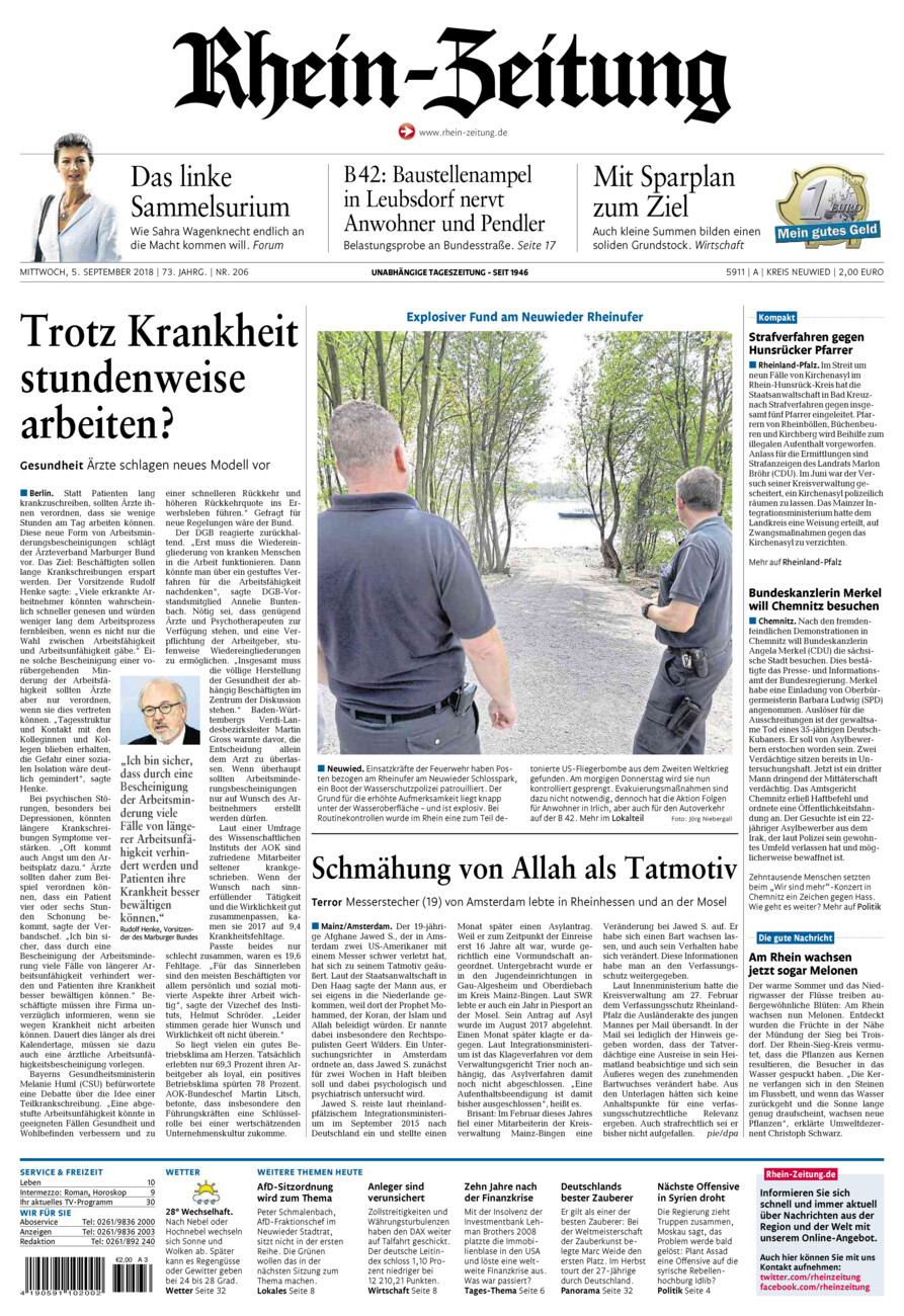 Rhein-Zeitung Kreis Neuwied vom Mittwoch, 05.09.2018