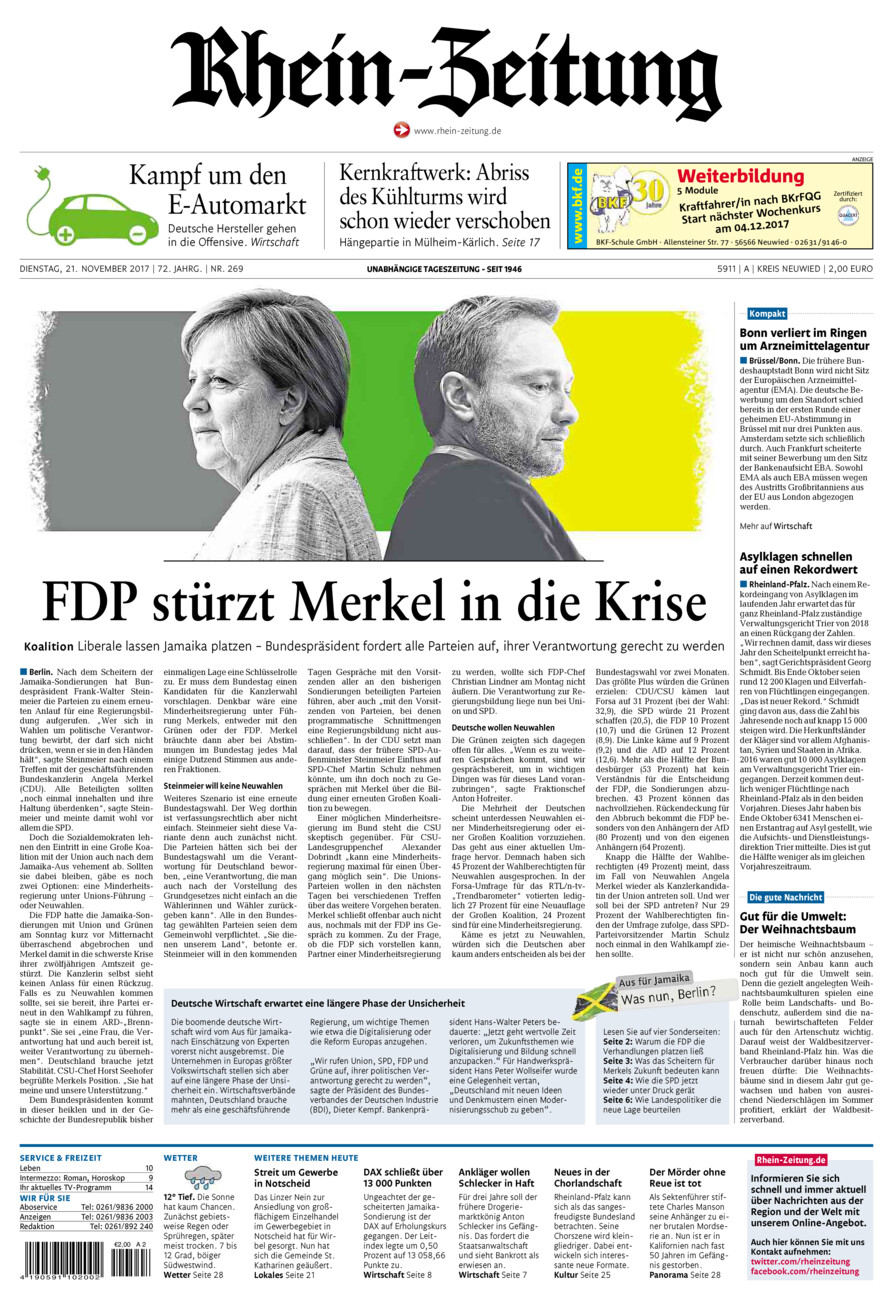 Rhein-Zeitung Kreis Neuwied vom Dienstag, 21.11.2017