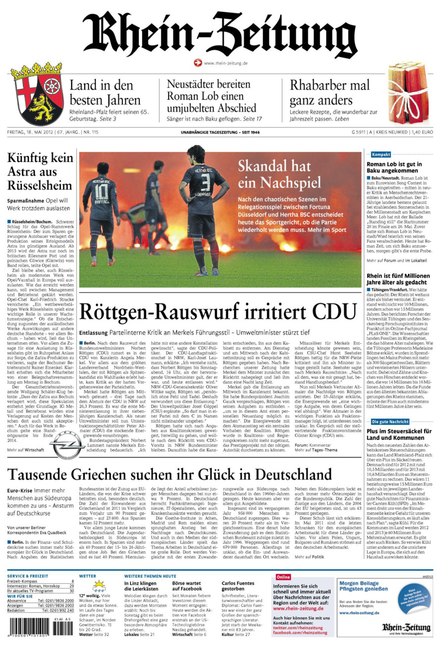 Rhein-Zeitung Kreis Neuwied vom Freitag, 18.05.2012