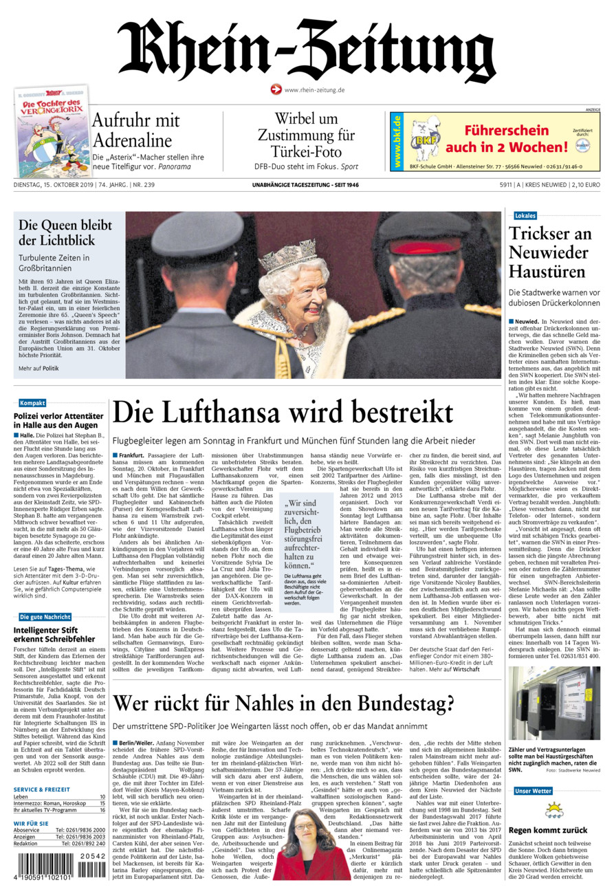 Rhein-Zeitung Kreis Neuwied vom Dienstag, 15.10.2019