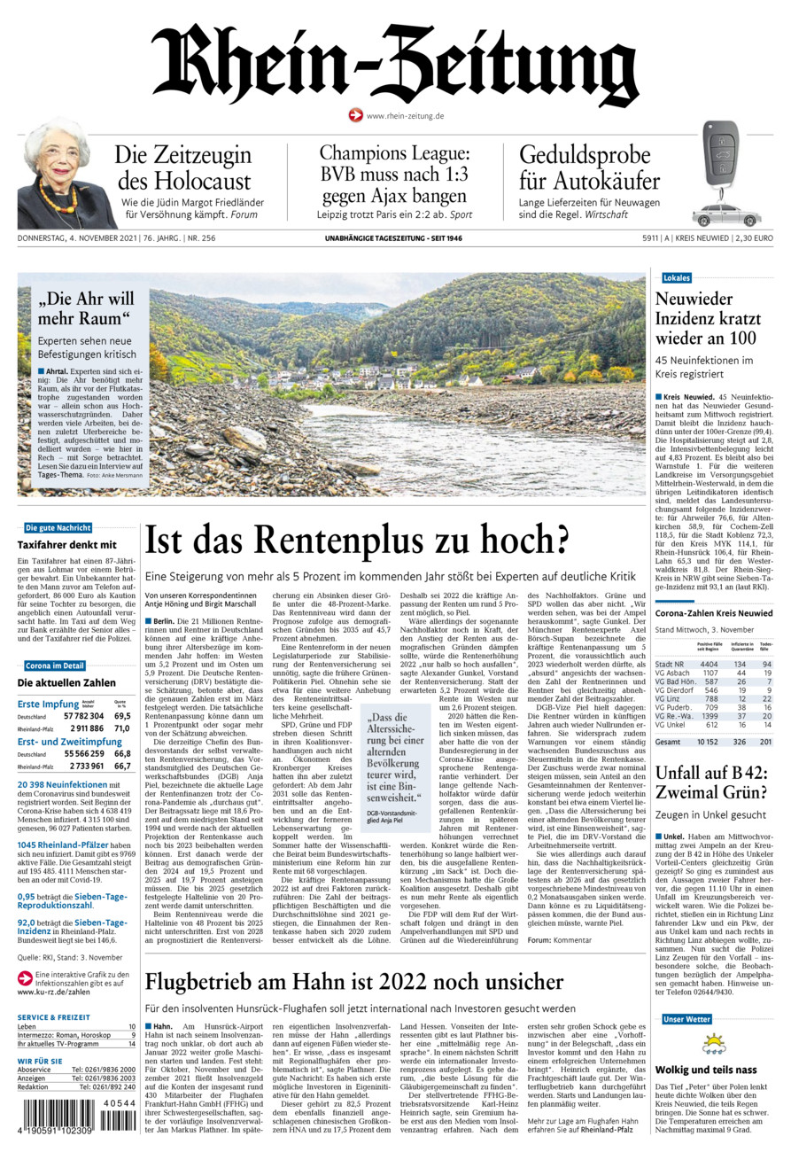 Rhein-Zeitung Kreis Neuwied vom Donnerstag, 04.11.2021