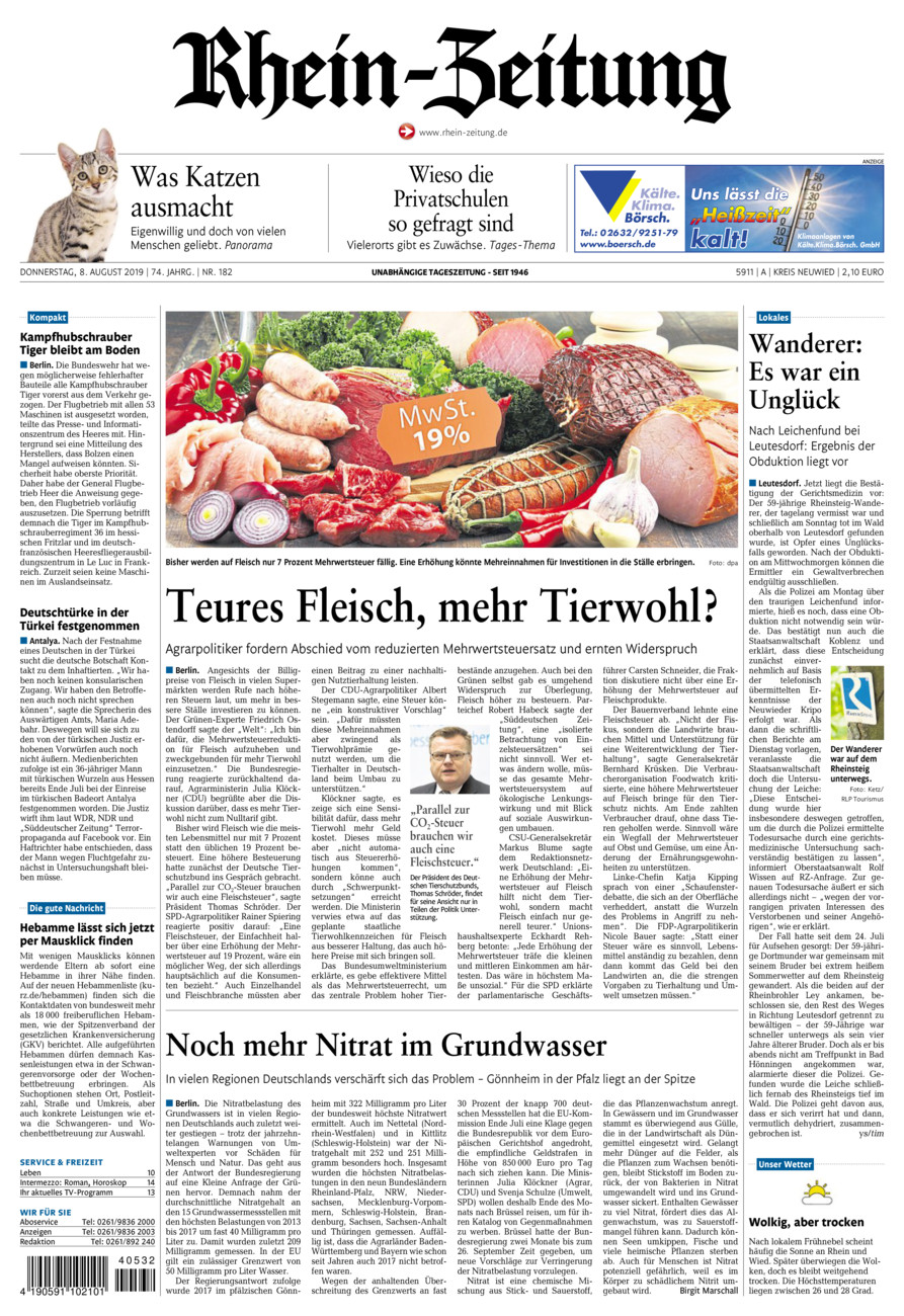 Rhein-Zeitung Kreis Neuwied vom Donnerstag, 08.08.2019