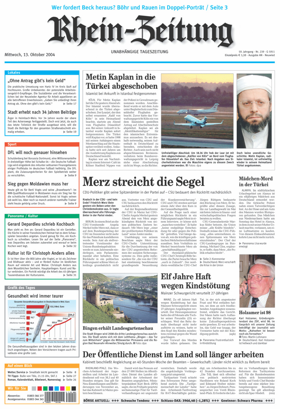 Rhein-Zeitung Kreis Neuwied vom Mittwoch, 13.10.2004