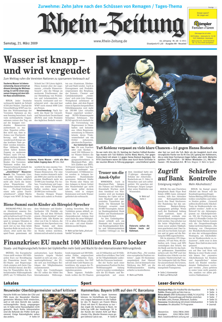 Rhein-Zeitung Kreis Neuwied vom Samstag, 21.03.2009