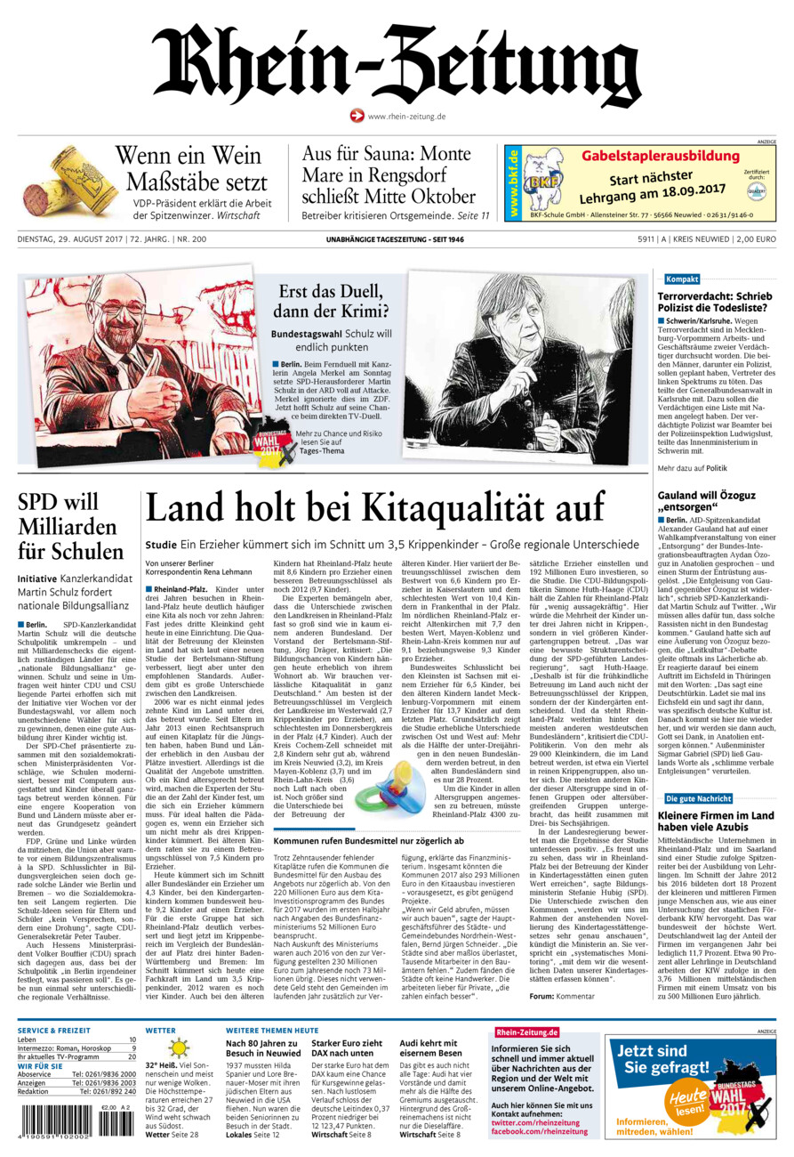 Rhein-Zeitung Kreis Neuwied vom Dienstag, 29.08.2017