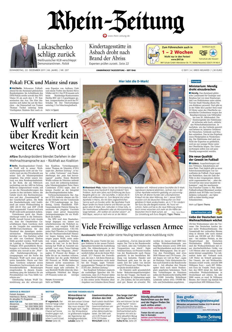 Rhein-Zeitung Kreis Neuwied vom Donnerstag, 22.12.2011