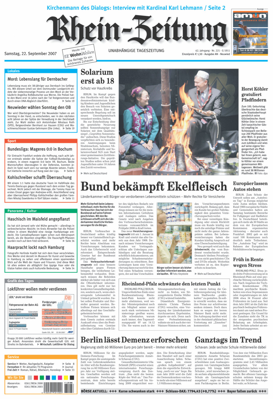 Rhein-Zeitung Kreis Neuwied vom Samstag, 22.09.2007