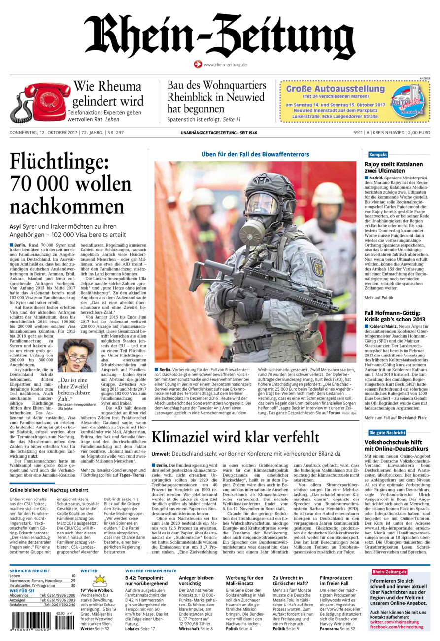 Rhein-Zeitung Kreis Neuwied vom Donnerstag, 12.10.2017