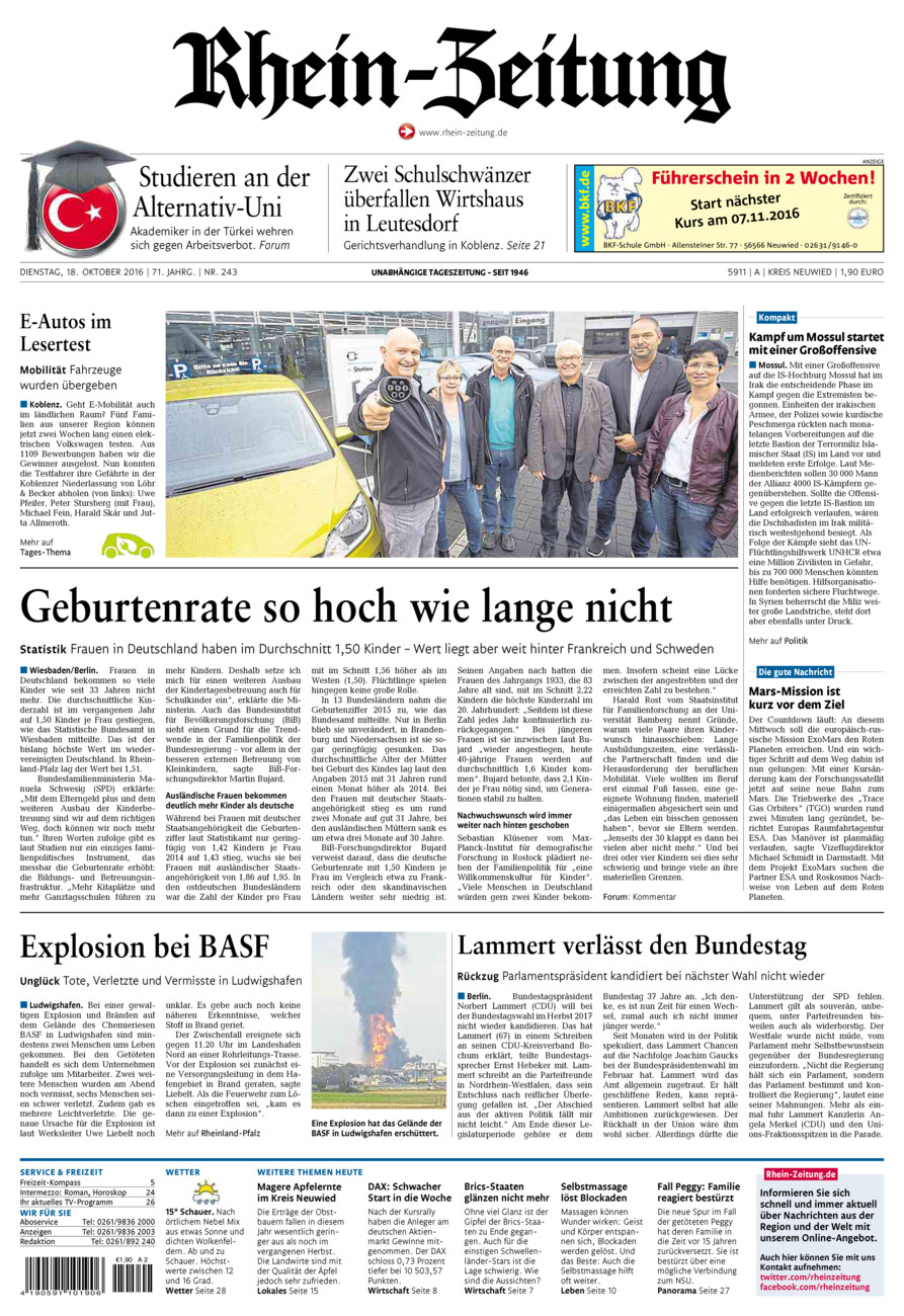 Rhein-Zeitung Kreis Neuwied vom Dienstag, 18.10.2016