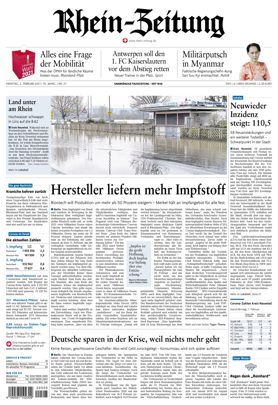 Rhein-Zeitung Kreis Neuwied vom Dienstag, 02.02.2021