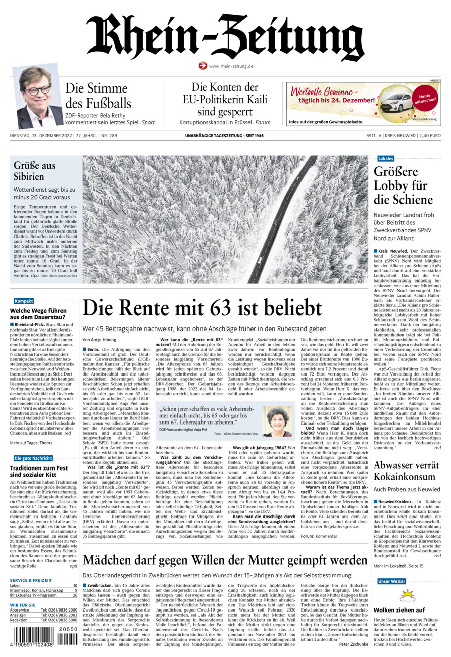 Rhein-Zeitung Kreis Neuwied vom Dienstag, 13.12.2022