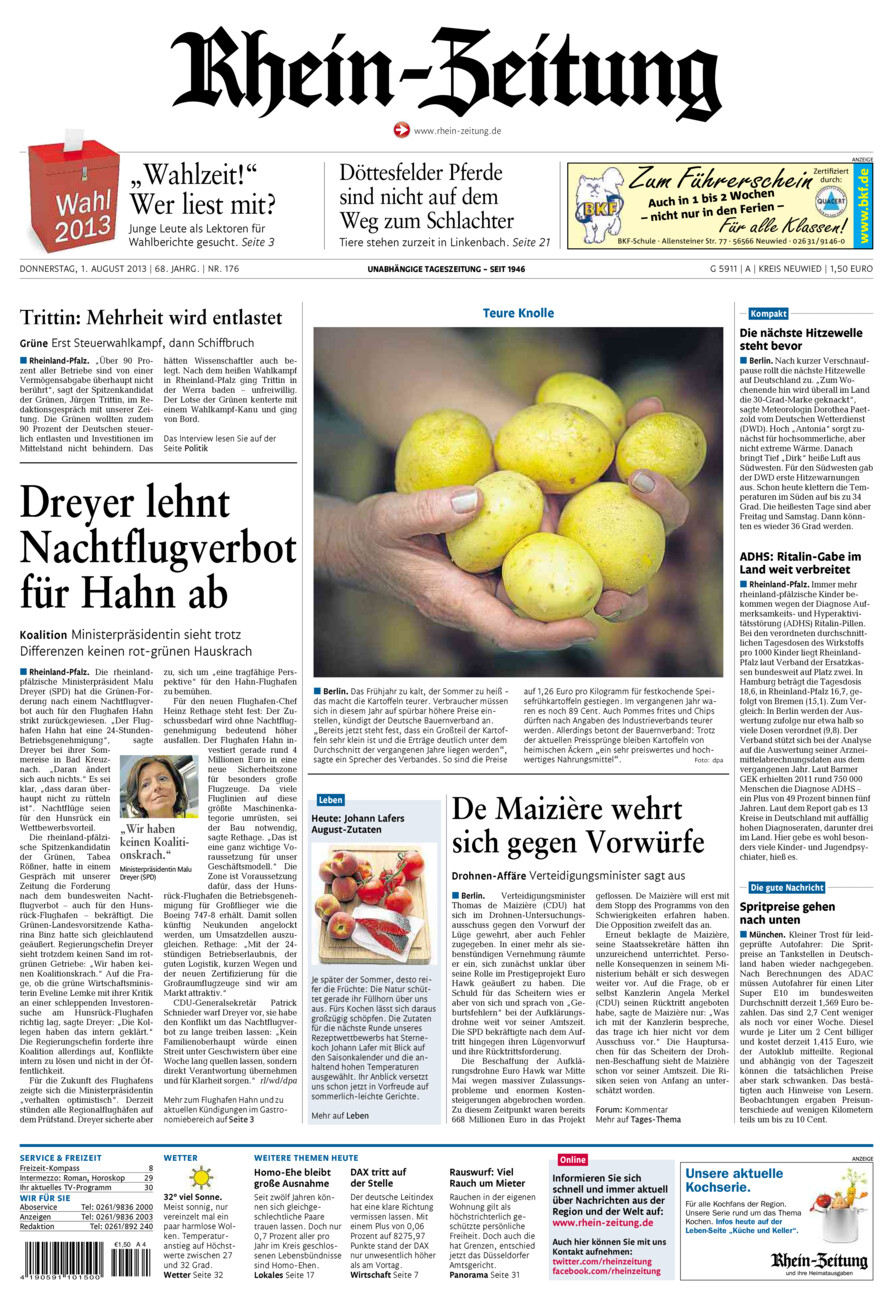 Rhein-Zeitung Kreis Neuwied vom Donnerstag, 01.08.2013