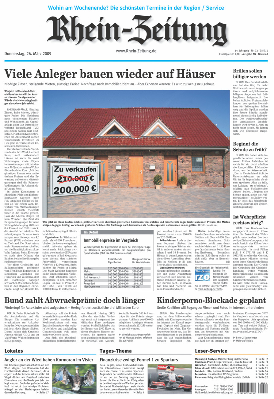 Rhein-Zeitung Kreis Neuwied vom Donnerstag, 26.03.2009