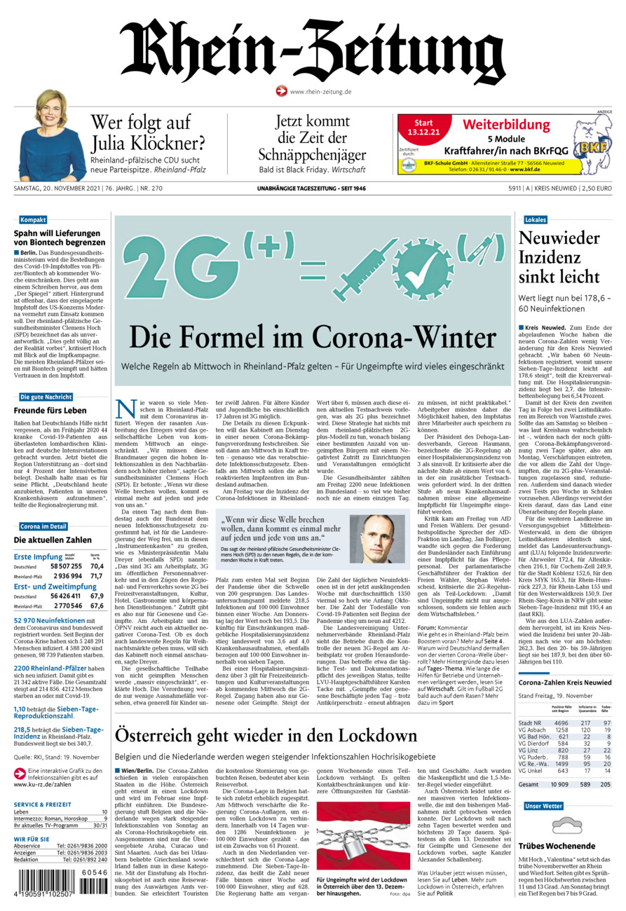 Rhein-Zeitung Kreis Neuwied vom Samstag, 20.11.2021