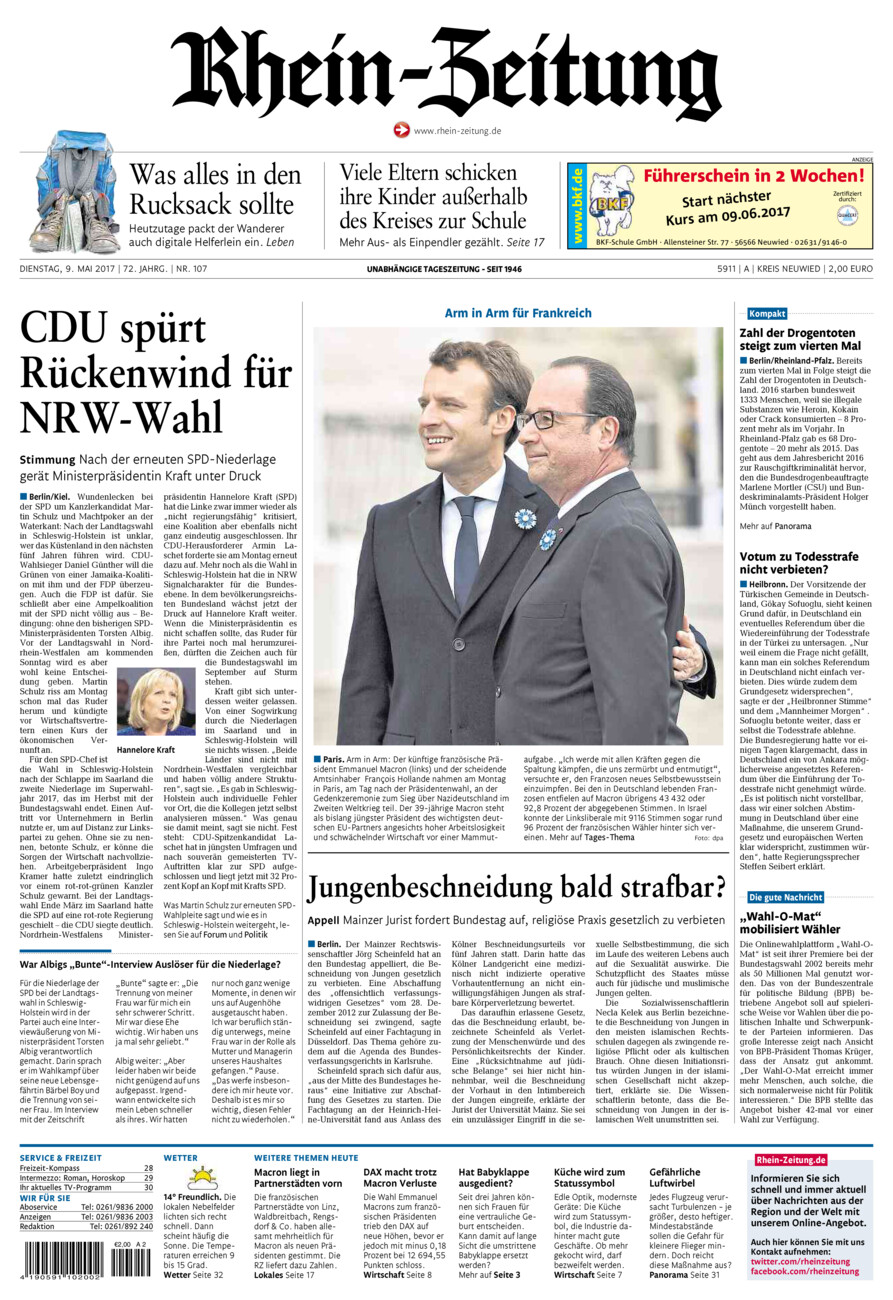 Rhein-Zeitung Kreis Neuwied vom Dienstag, 09.05.2017