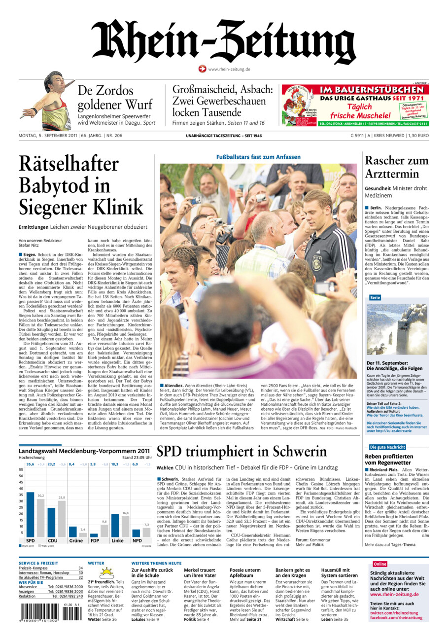 Rhein-Zeitung Kreis Neuwied vom Montag, 05.09.2011